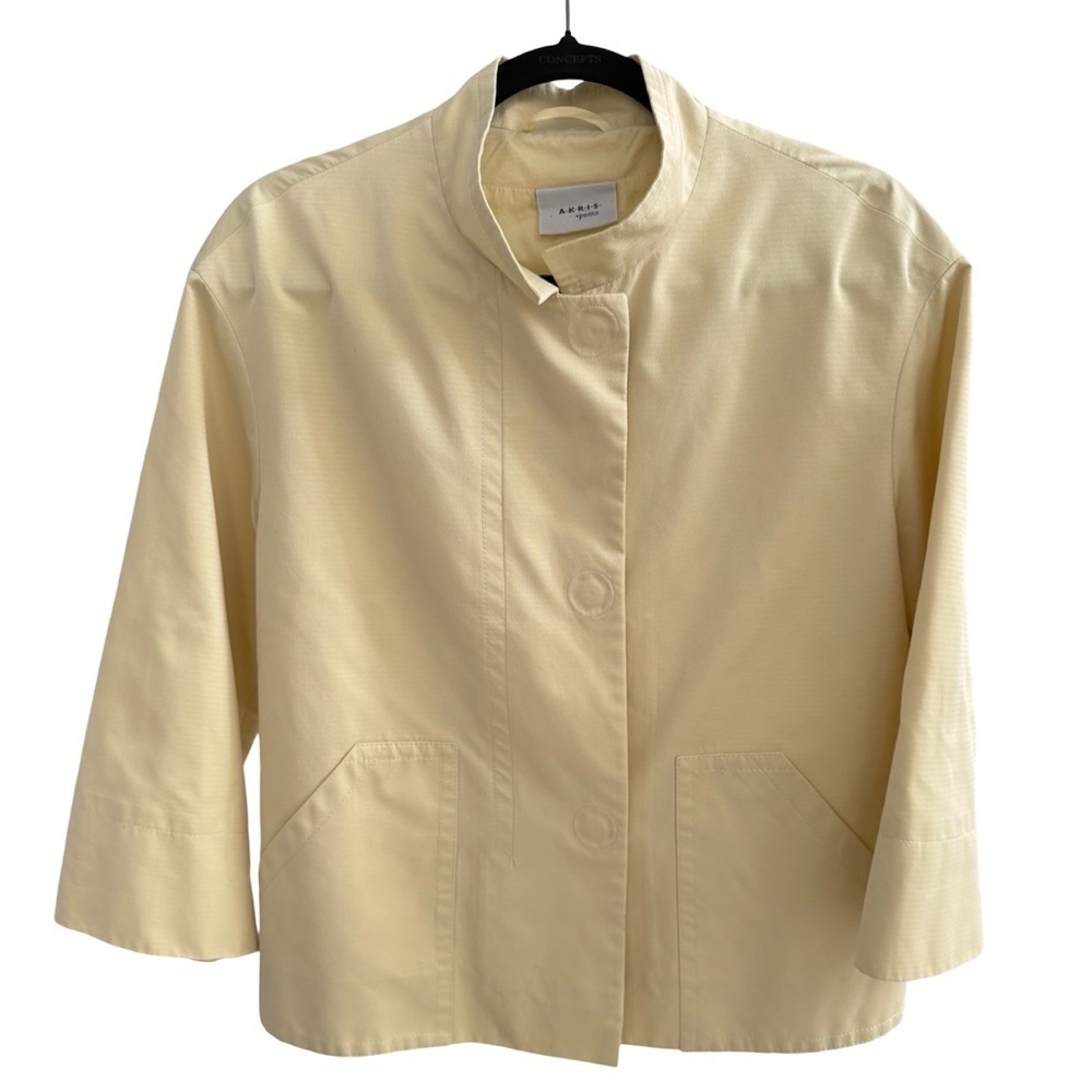Akris Punto Yellow cropped jacket lightweight size 8 - Picture 3 of 12